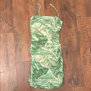 Naked Wardrobe Green Swirl Mini Dress
